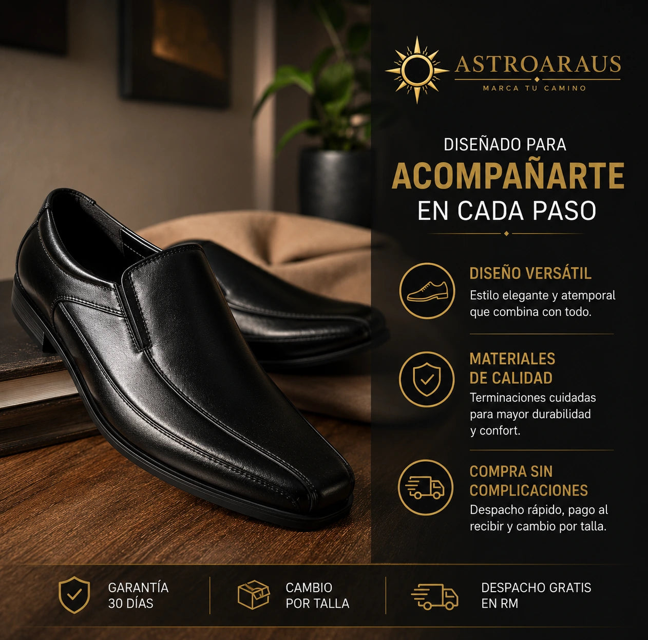 Beneficios del zapato formal negro sin cordones AstroAraus
